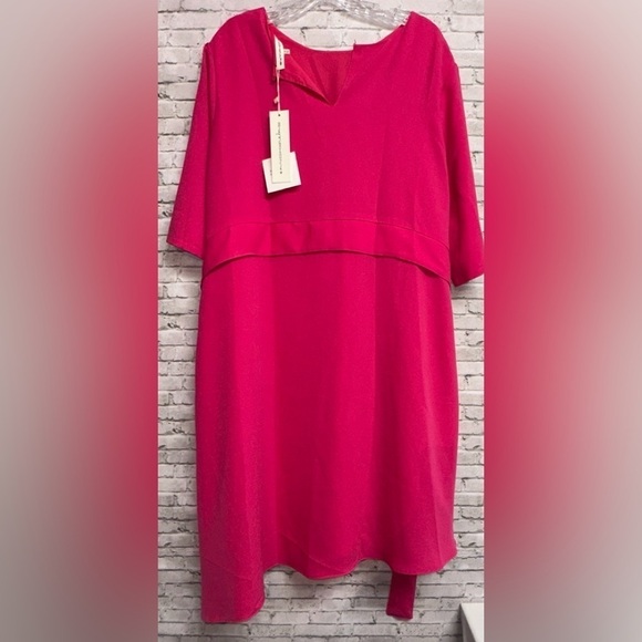 Symphony + Hot Pink Fushia Women's Size 2XL Dress Front Tie Slant Hemline NEW - Picture 5 of 12